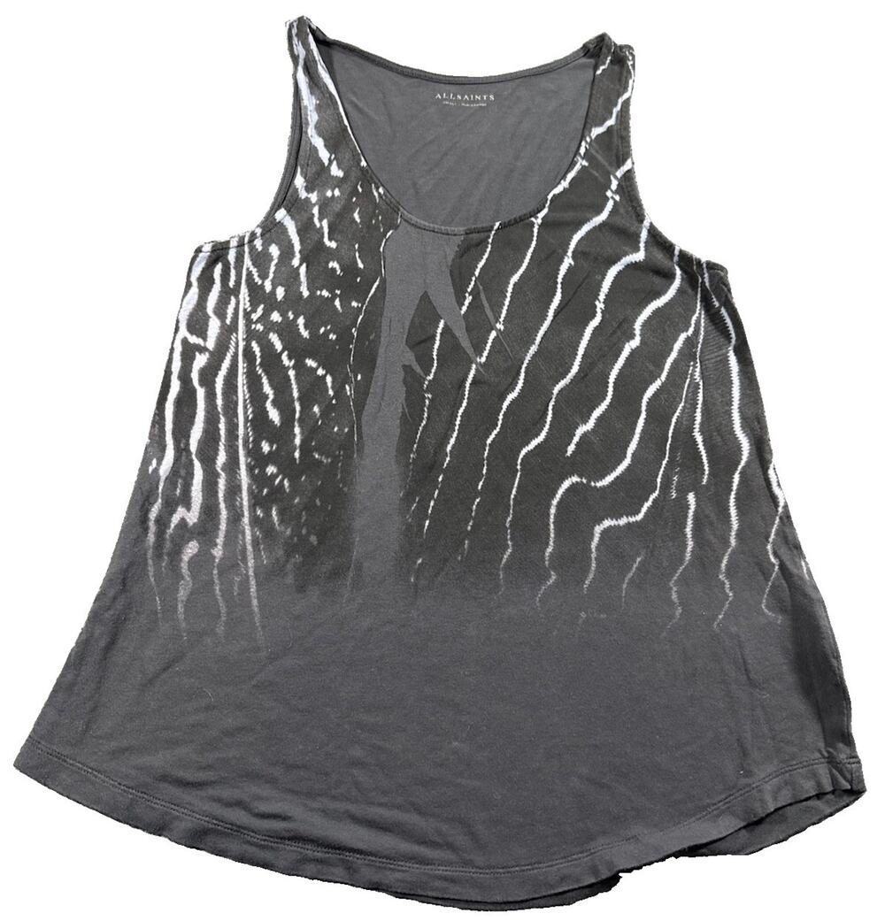 All Saints Piuma Bard Vest Women's Small Gray Black Abstract Graphic Tank Top